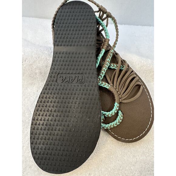 Plaka SIZE 9 Thong Rope Braided Sandals Womens Brown Teal Women's - Picture 11 of 12